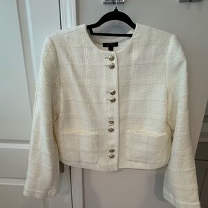 Ann Taylor Cream Textured Blazer with Gold Buttons